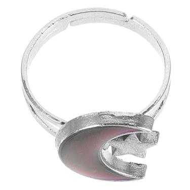 Imagem de Anel de humor de lua que muda de cor para mulheres, design aberto, sensível à temperatura, joia exclusiva de estrela e lua para adolescentes e mulheres, escolha de presente