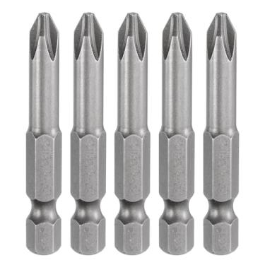 Imagem de 5 peças de chave de fenda Phillips número 2 PH2 1/10.2 cm, haste sextavada, 50 mm de comprimento, magnética, S2, aço industrial, broca elétrica de cabeça cruzada, haste de 6 mm