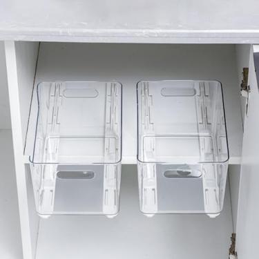 Imagem de 2 pares de gavetas silenciosas sem perfuração, excluindo caixa de armazenamento. Trilhos de puxar para armário de cozinha resistente, organizador de armazenamento ajustável para guarda-roupa, banheiro