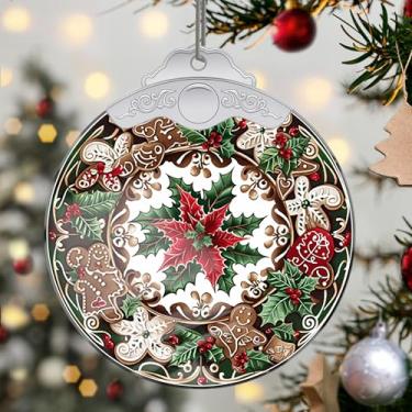 Imagem de Enfeites de Natal, flores de cristal, enfeites de árvore de Natal feitos à mão, decoração de carro e casa - presentes de Natal, decoração de artesanato em acrílico, ideias de troca de presentes para