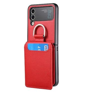 Imagem de Adequado para Samsung ZFlip5 Lychee padrão dedo anel carteira caso inserir titular do cartão hardware fivela caso do telefone, T6, Para Samsung Z Flip 4