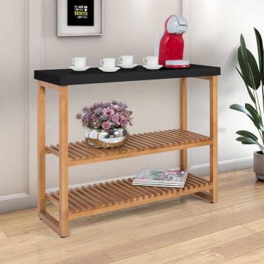 Imagem de Estante Aparador Buffet Gold Com 2 Prateleiras Luxo Preto