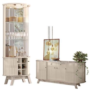 Imagem de Aparador Para Sala Buffet Mônaco E Cristaleira Marina Calacata Off White – Madetec