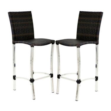 Imagem de 2 Banquetas Alta Cannes Em Alumínio Para Cozinha Bar Edícula Tabaco