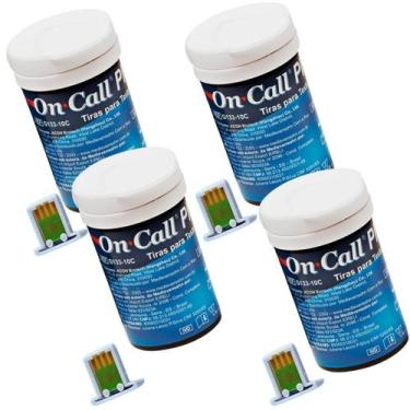 Imagem de 200 Tiras Medir Glicose On Call Plus 2 Fitas Medir Glicemia Azul - ok 