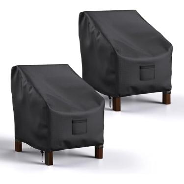 Imagem de Mrrihand Capas de cadeira de pátio à prova d'água, capa de assento profundo para lounge, capas de móveis de pátio de gramado para uso externo (88,9 cm L x 96,5 cm P x 78,7 cm A - Pacote com 2)