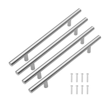 Imagem de SKYPRO Pacote com 4 puxadores de armário de aço inoxidável com orifício de 96 mm para gaveta central para armários de cozinha e banheiro, puxador geral de gaveta de 150 mm