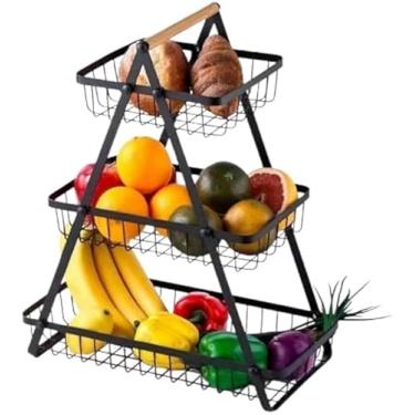 Imagem de Fruteira De Mesa Organizador Aramado 3 Andares 47cm Cesta Premium Multiuso Para Frutas Legumes