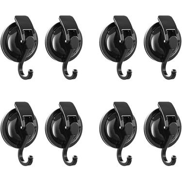 Imagem de SOCONT Ganchos resistentes com ventosa a vácuo, banhado a preto fosco, polido, super sucção para cozinha, banheiro, pacote com 8