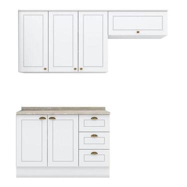 Imagem de Cozinha Modulada Americana 3 Peças Branco Hp Com Tampo Calcare – Henn