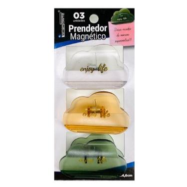 Imagem de Prendedor Magnético Kit 3 Imã Geladeira Prendedor Recados - Inter