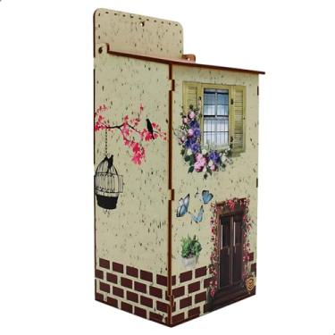 Imagem de Organizador de Sacolas Puxa Saco Casinha MDF Decorativo para Cozinha ou Lavanderia, Fixação Fácil – OPPS®