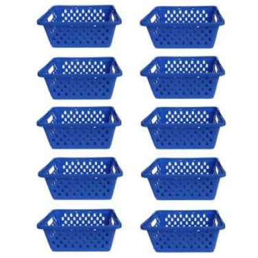 Imagem de Kit 10 Cestos Organizadores Pequeno 800 ML Azul 16x12x6cm - Ercaplast