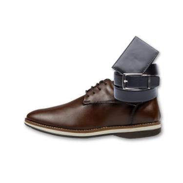 Imagem de Denver Oxford Social Masculino, Sapato Brogue em Couro, Preto e Marrom, com Cinto e Carteira, Estilo Clássico Confortável (Conhaque, BR, Adulto, Numérico, 37)