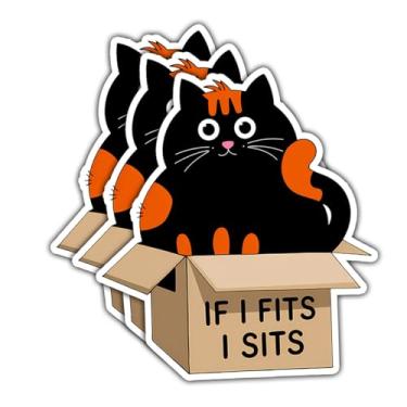 Imagem de Adesivo If I Sits Cat (3 peças) If I Sits Cat – Decalque de vinil engraçado gato na caixa, à prova d'água para carro, laptop, garrafa de água, skate, telefone, janela, para-choque e mais - 7,6 cm