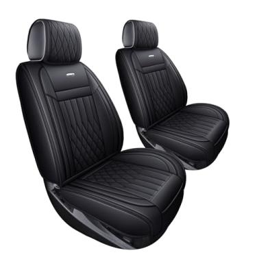 Imagem de Aierxuan Silverado Sierra Conjunto frontal de capas de assento de carro com couro à prova d'água, adequado para 2007-2020 1500/2500 HD / 3500 HD, duplo, cabine estendida ou caminhonete (Preto)
