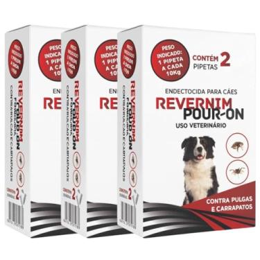Imagem de 6 pipetas Antipulgas e Carrapaticida Revernim Fipronil Pour-On Cães e Gatos