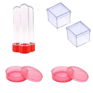 Imagem de 100 Latinhas Acrílicas Tubetes 13Cm Caixinhas 5X5 Vermelho - Belas cor