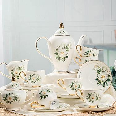 Imagem de Conjunto de chá de porcelana vintage B1China Xícaras de café e pires de 6, conjuntos de chá com tigela de bule de chá e jarro de leite