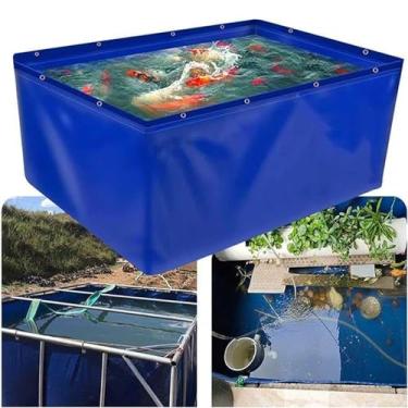Imagem de Lagoas de lona de PVC resistentes a rasgos para piscina de aquário com válvula de drenagem, tanque de retenção temporária para peixes de água salgada, piscina de armazenamento de água para tartarugas