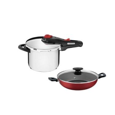 Imagem de Panela Pressão 6L Solar + Panela Wok 28Cm Verm Tramontina