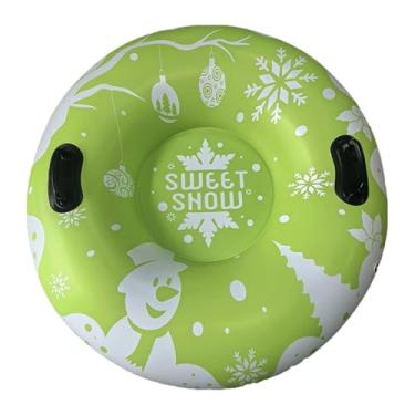 Imagem de harayaa Boia inflável redonda de PVC espesso com 95 cm de diâmetro, multiuso para encontros familiares e passeios com amigos, com estampa de boneco de neve, Verde