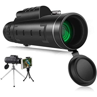 Imagem de Telescópio monocular de alta definição 12 x 50 suporte rápido para smartphone - monóculo à prova d'água - para observação de pássaros selvagem, caça, acampamento, viagem, vida selvagem Secenery (cor