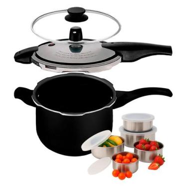 Imagem de Panela de Pressão 6 Litros 2 em 1Tramontina Vancouver Preto Effect com