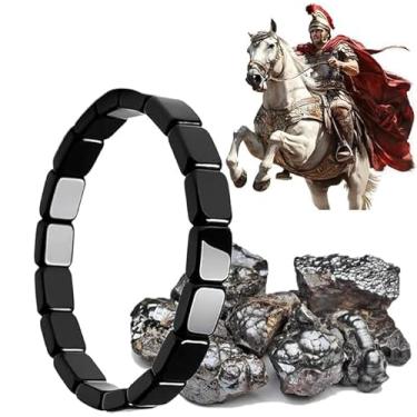 Imagem de VIVIZEN Hermy - Pulseira de pedra magnética de hematita, pulseira ajustável inspirada em guerreiros romanos e vikings para homens e mulheres (uma peça)