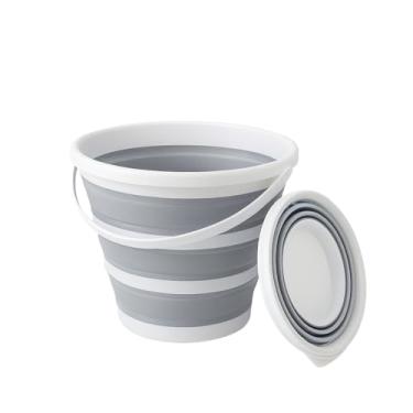 Imagem de Balde Retrátil 5L Silicone Dobrável com Alça Ergonômica Multiuso Flexível Limpeza Geral 5 Litros Pescaria Viagem Praia Fácil de Armazenar e Guardar