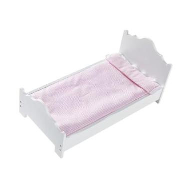 Imagem de TTETTZ Berço de brinquedo para crianças, cama de boneca princesa realista de 21 polegadas de comprimento com mini cobertor