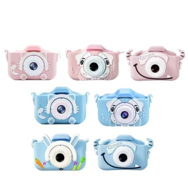 Imagem de CÂMERA DIGITAL INFANTIL DOS DESENHOS ANIMADOS FILMADORA E MÁQUINA FOTOGRÁFICA PARA CRIANÇAS COM JOGOS, MOLDURAS E BATERIA RECARREGÁVEL | APOLLO'S STORE (Gatinho - Azul)