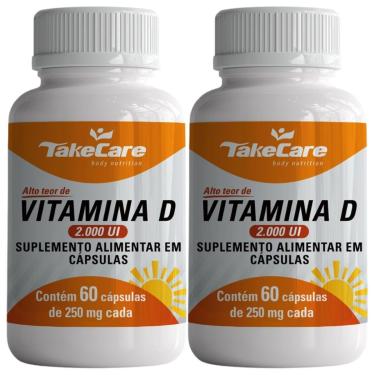 Imagem de COMBO 2 VITAMINA D3 COLECALCIFEROL 2000UI 60 CAPS CADA TOTAL 120 CAPSULAS - TAKE CARE-Unissex