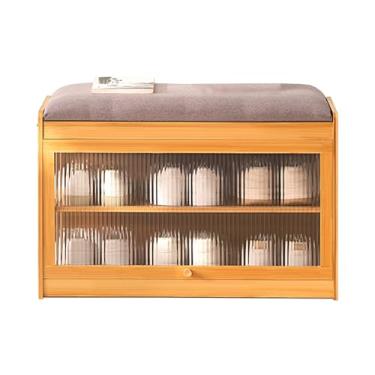 Imagem de FAMEOYA Banco de troca de sapatos para casa armário de sapatos na porta banco de entrada integrado banco longo banco de transporte para a entrada cor original/marrom/preto comprimento 50cn/70 cm (cor: