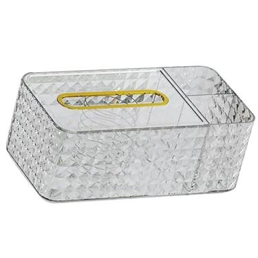 Imagem de AYNEFY Caixa de Tecido Decorativa Suporte para Caixa de Tecido 2 Compartimentos Design de Armazenamento Tampa da de Boca Larga Porta-guardanapo Retangular para Colocar Maquiagem Com Caneta de