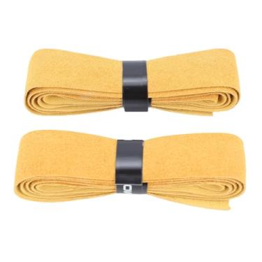 Imagem de Fockety Fita Adesiva para Raquete de Tênis, 2 Peças de Capa de Alça Antiderrapante de Couro Com Sensação Seca e Absorção de Suor, para Tênis, Badminton, Pickleball, Vara de Pesca