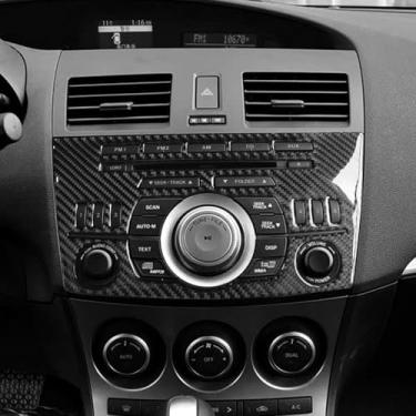 Imagem de BETTERHUMZ Compatível com Mazda 3 Axela 2010 2011 2012 2013 Mazdaspeed 3 Fibra de Carbono Console Central de Carro CD Painel Moldura Guarnição Adesivo Decoração Decoração Acessórios de Moldagem