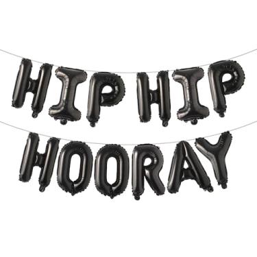 Imagem de Faixa de balão de quadril Hooray – Decoração de recuperação de cirurgia de substituição de quadril, faixa de quarto de hospital encorajadora, decorações de festa Hooray (HIP HIP HIP HOORAY Preto)