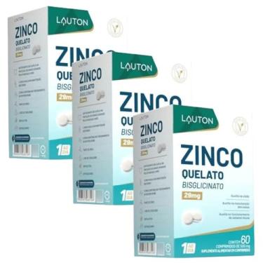 Imagem de KIT 3X Zinco Quelato 29mg 60 comprimidos - Lauton