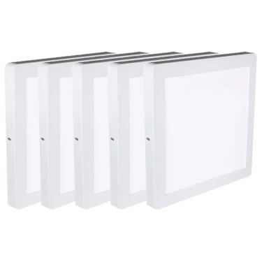 Imagem de Kit 5 Luminária Plafon Led Quadrado Sobrepor 24W 3000K Noll