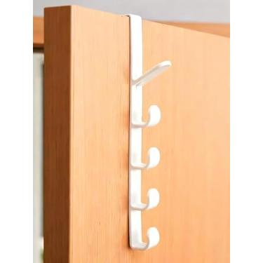 Imagem de Organizador vertical sobre a porta com armazenamento em várias seções para bolsas, roupas, dormitório, armário (branco)
