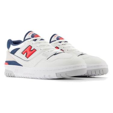 Imagem de New Balance Tênis masculino, Branco/azul marinho/vermelho, 38 BR
