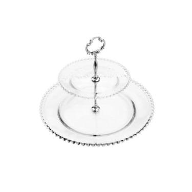 Imagem de Prato duplo para doce em Cristal Wolff Pearl 32x24cm