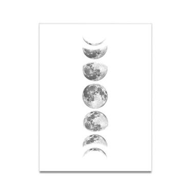 Imagem de CUOFYUNL Fases da Lua Pintura em tela sem aro Pinturas em arte de parede para decoração de casa (Branco 090-1)