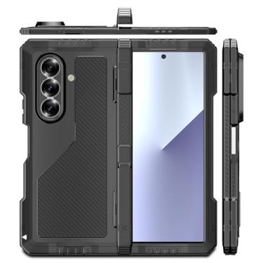 Imagem de LYJSMGZ Capa magnética para Samsung Z Fold 7, lente de abertura de precisão, suporte oculto HD, protetor de tela de vidro temperado, proteção de dobradiça, capa à prova de choque, preta, Z Fold 7
