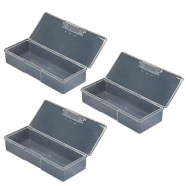 Imagem de 3 caixas de armazenamento de arte de unhas transparentes 19 x 7,5 x 4 cm, organizador multifuncional para lixas de unhas, strass, dicas, ferramentas e joias