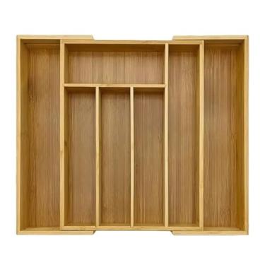 Imagem de Porta Talheres Gaveta Bambu 7 Divisoria Extensivel Ajustavel 5x35x26cm para Cozinha em Casa, Apartamento ou Kitnet, Organização Prática para Refeições Familiares (Porta Talheres Gaveta)