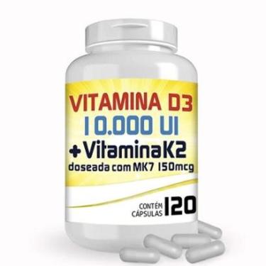 Imagem de Vitamina D3 10.000ui + Vitamina K2 150mcg Com 120 Cápsulas-Unissex