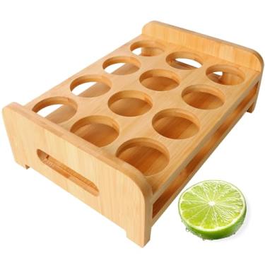 Imagem de INFTYLE Conjunto De Copos Shot Com Suporte Bandeja Vidro 12 Furos, Organizador Para Servir Tequila, Uísque, Conhaque, Vodca, Rum, Festa, Clube, Bar, Bebida Destilada, Presente Degustação (Apenas Ban