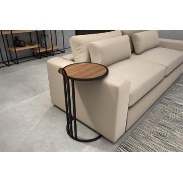 Imagem de mesa de apoio para sala redonda  estilo industrial - Start Home Shop
